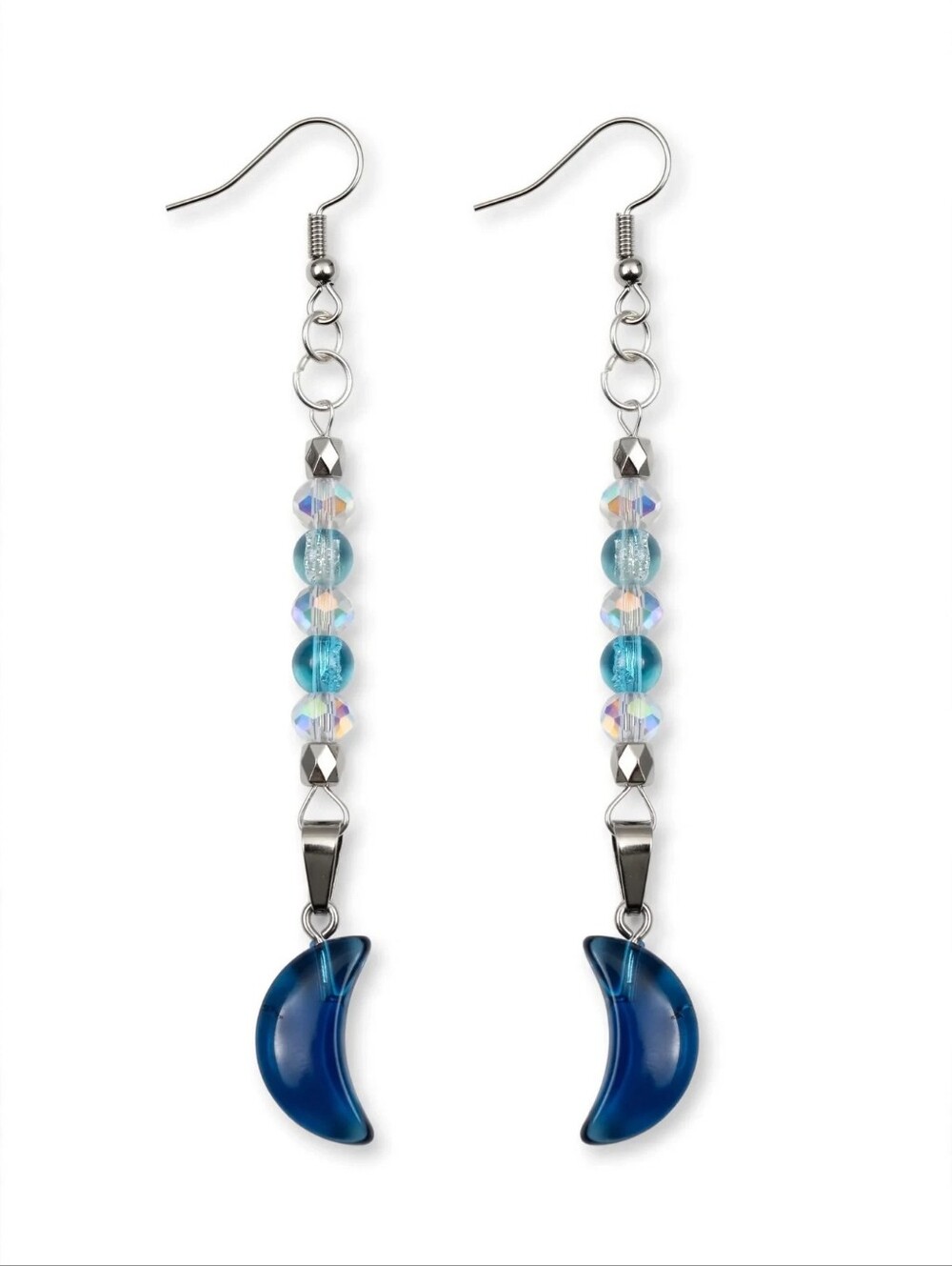 Blue Crystal Drop Earrings - Unbranded